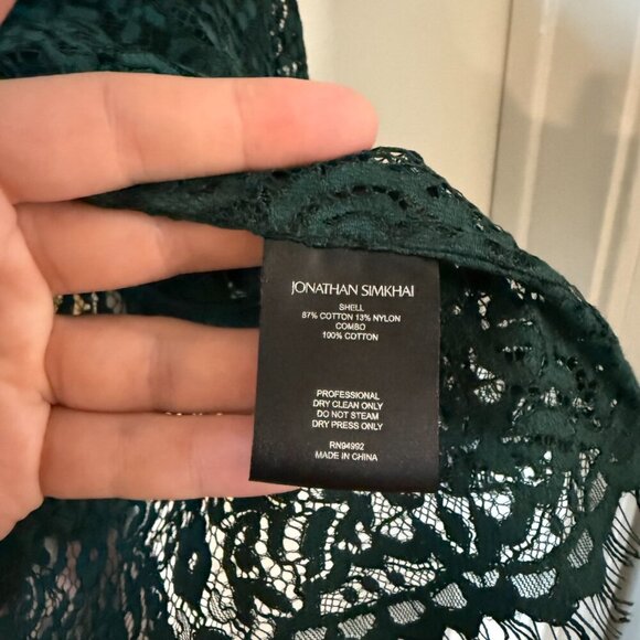 Jonathan Simkhai Lace Blouse Size Small Color Green - Picture 4 of 5